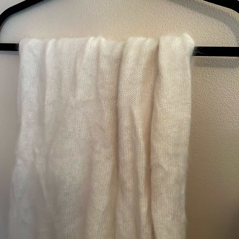 Vintage cream colored rabbit hair long Shaul / scarf one size